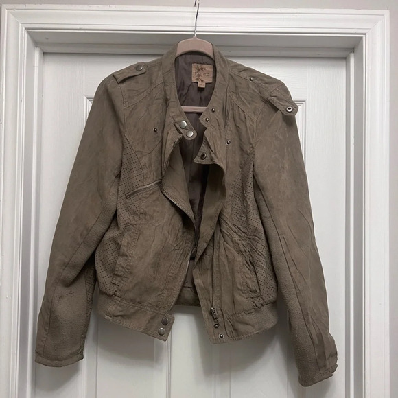 Mine faux suede brown bomber jacket size L - Picture 1 of 9